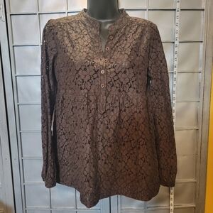 Michael Kors small brown lace blouse. Long sleeves.
